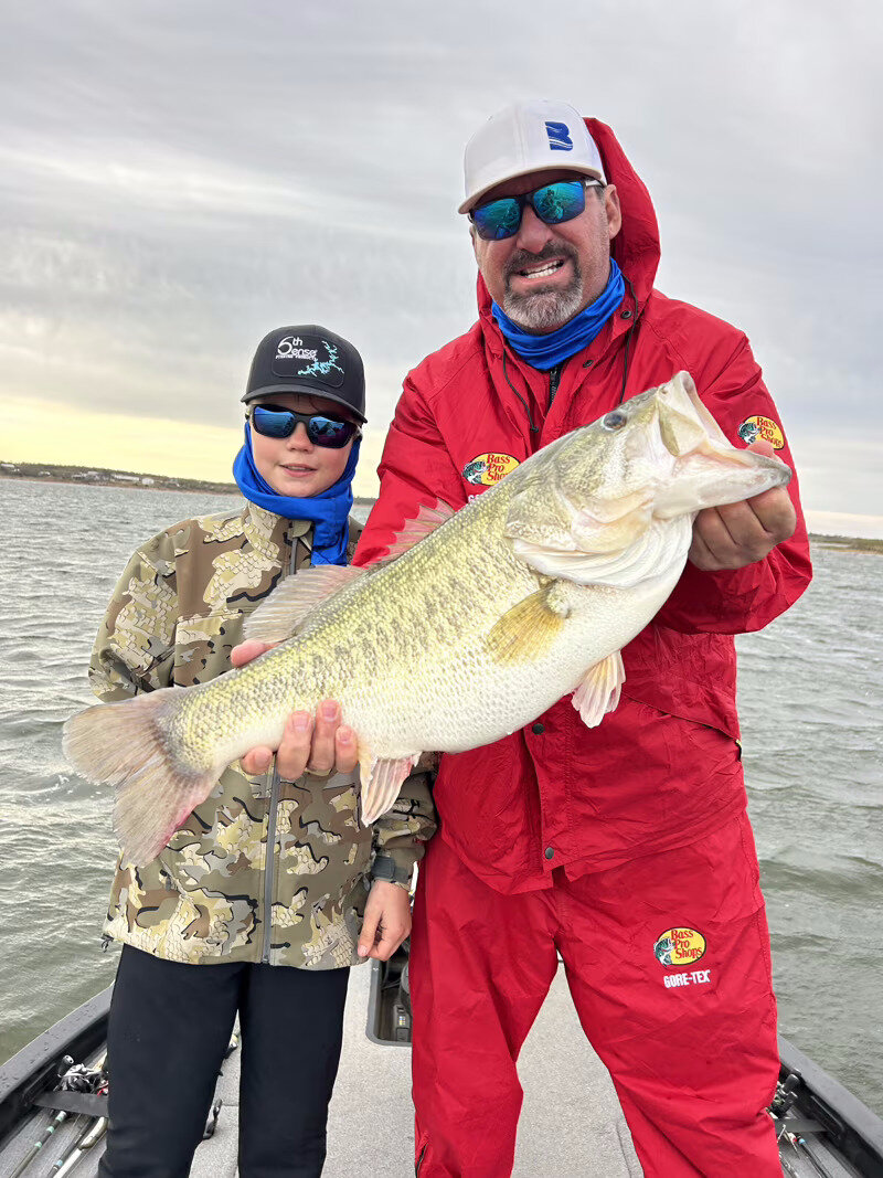 Trophy largemouth bass caught with Waterproof Ranch guests